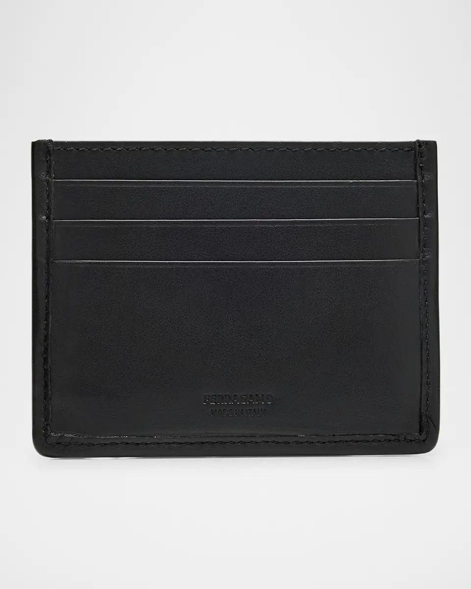 Ferragamo Men's Gancio Woven Leather Card Holder | Thumbnail 3 Ferragamo Men's Gancio Woven Leather Card Holder | Thumbnail 3