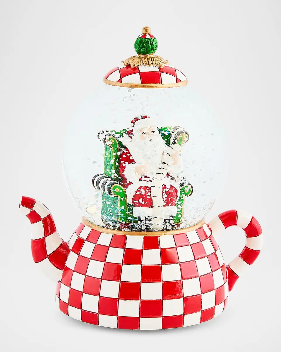 MacKenzie-Childs Check It Out Teapot Snow Globe | Thumbnail 2