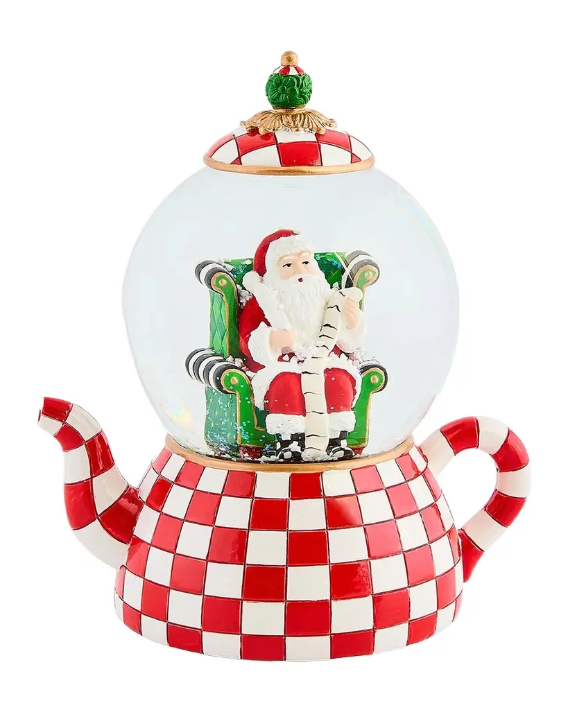 MacKenzie-Childs Check It Out Teapot Snow Globe