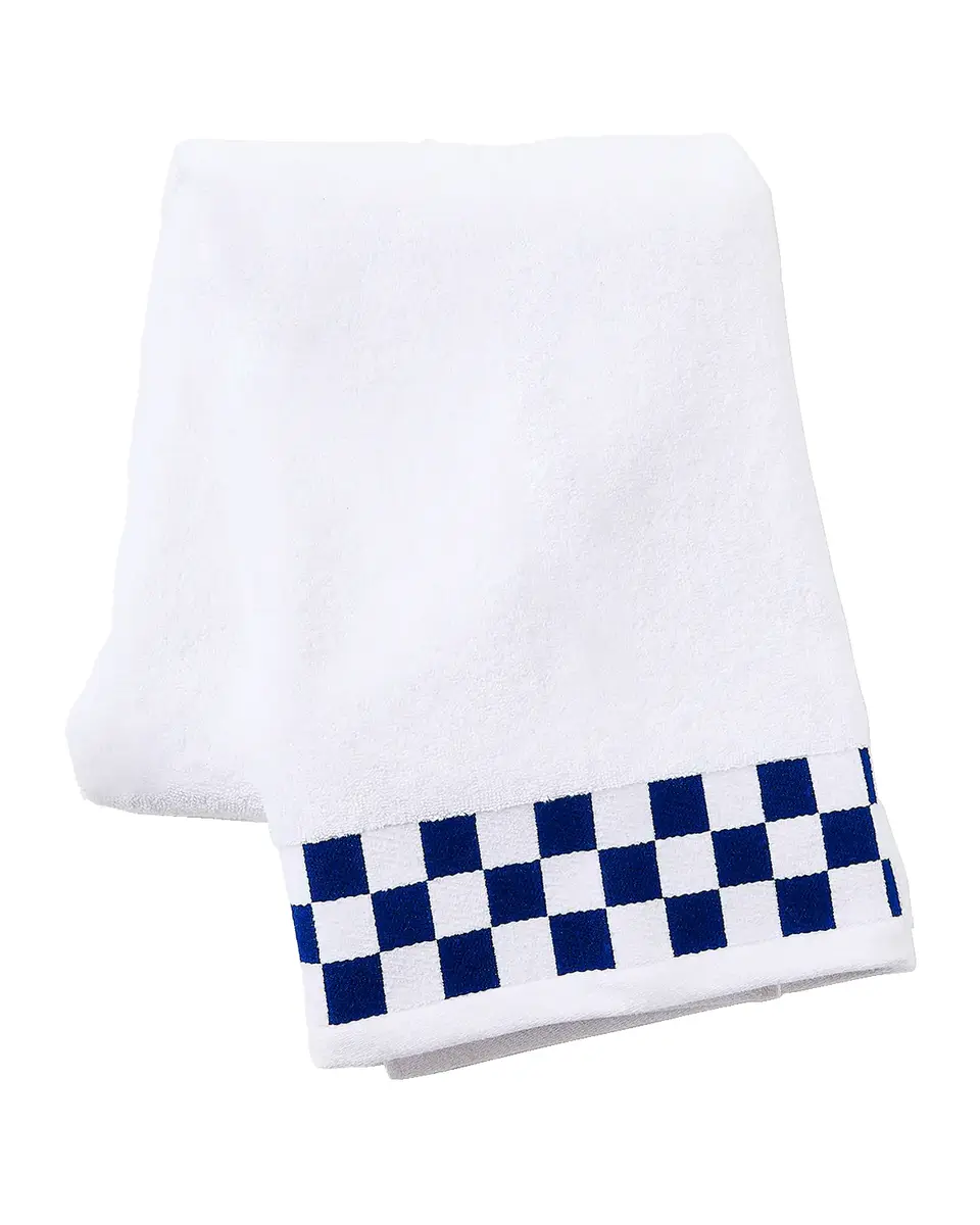 MacKenzie-Childs Bath Towel with Navy Check Border | Thumbnail 3 MacKenzie-Childs Bath Towel with Navy Check Border | Thumbnail 3