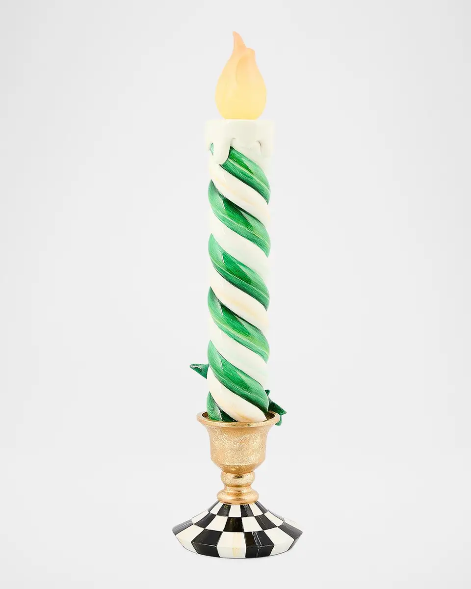 MacKenzie-Childs Check It Out Green Illuminated Retro Christmas Candle | Thumbnail 2 MacKenzie-Childs Check It Out Green Illuminated Retro Christmas Candle | Thumbnail 2