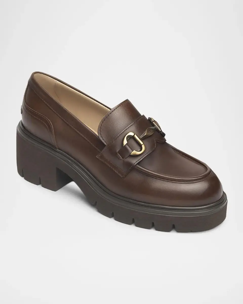 NeroGiardini Leather Block-Heel Bit Loafers | Thumbnail 2 NeroGiardini Leather Block-Heel Bit Loafers | Thumbnail 2