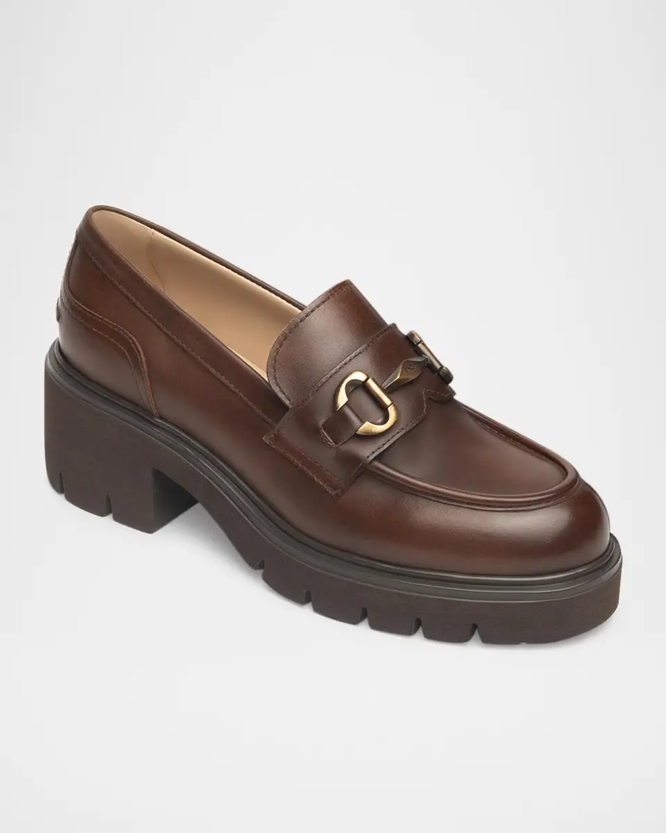 NeroGiardini Leather Block-Heel Bit Loafers | Thumbnail 3 NeroGiardini Leather Block-Heel Bit Loafers | Thumbnail 3