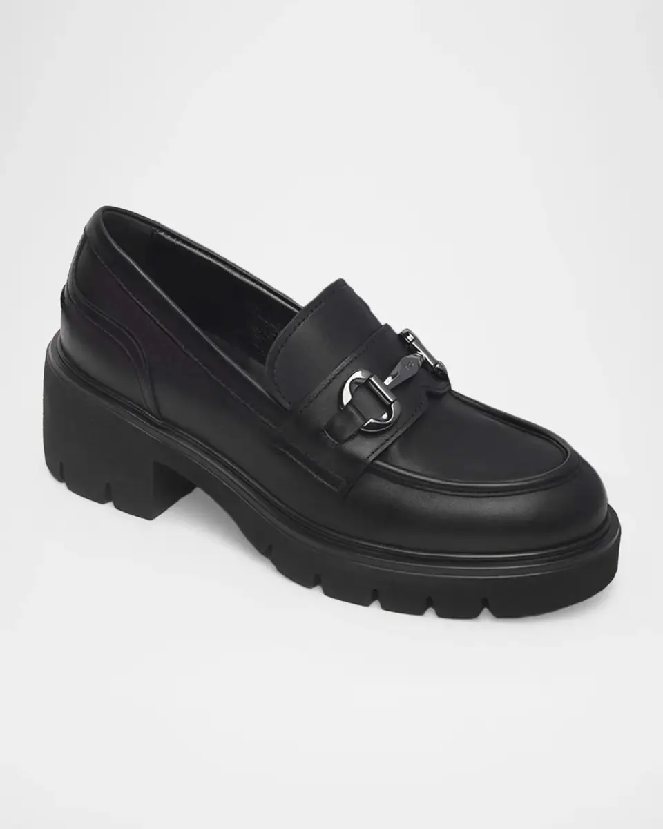 NeroGiardini Leather Block-Heel Bit Loafers | Thumbnail 2 NeroGiardini Leather Block-Heel Bit Loafers | Thumbnail 2