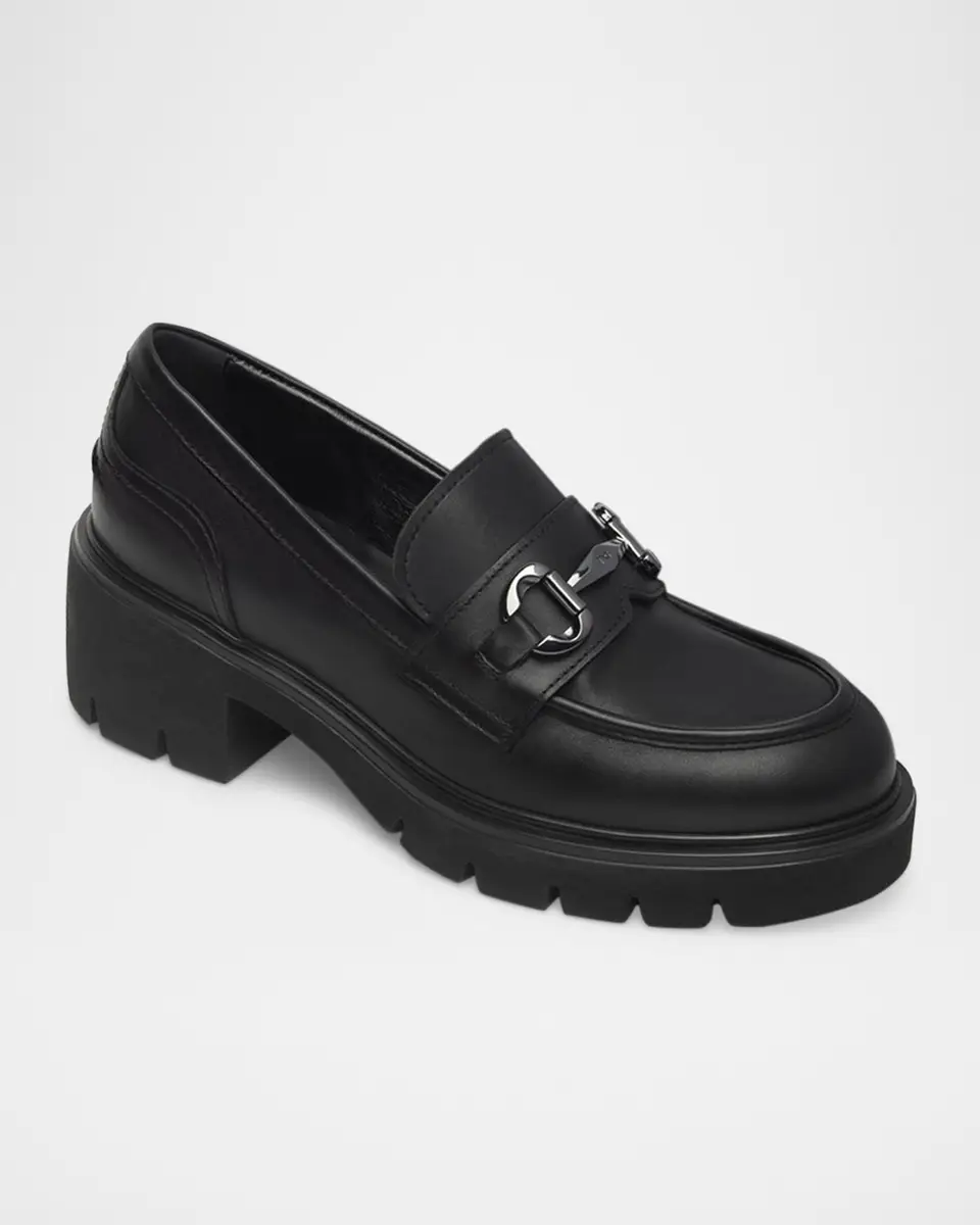 NeroGiardini Leather Block-Heel Bit Loafers | Thumbnail 3 NeroGiardini Leather Block-Heel Bit Loafers | Thumbnail 3