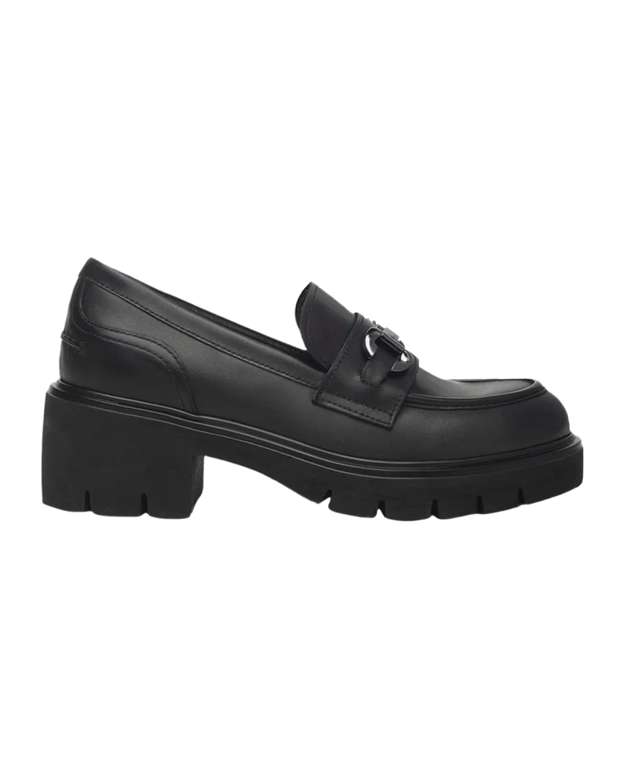 NeroGiardini Leather Block-Heel Bit Loafers