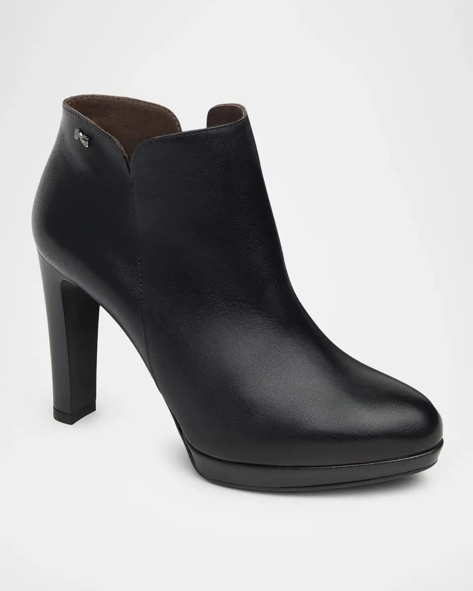 NeroGiardini Leather Block-Heel Ankle Booties | Thumbnail 2 NeroGiardini Leather Block-Heel Ankle Booties | Thumbnail 2