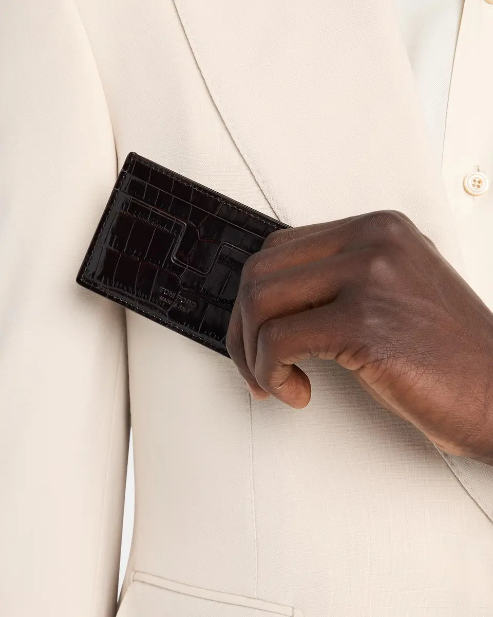 Tom Ford Men's Croc-Embossed Leather Card Holder | Thumbnail 2 Tom Ford Men's Croc-Embossed Leather Card Holder | Thumbnail 2