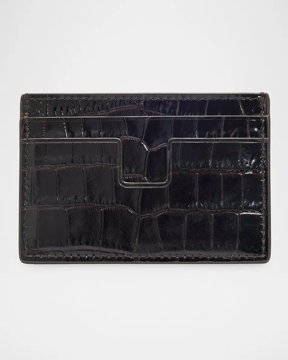Tom Ford Men's Croc-Embossed Leather Card Holder | Thumbnail 3 Tom Ford Men's Croc-Embossed Leather Card Holder | Thumbnail 3