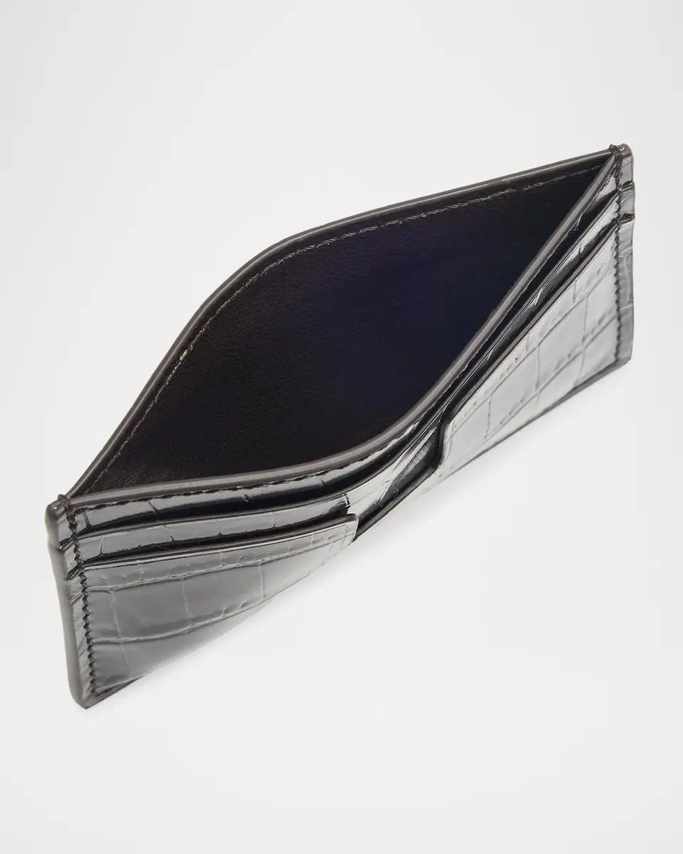 Tom Ford Men's Croc-Embossed Leather Card Holder | Thumbnail 4 Tom Ford Men's Croc-Embossed Leather Card Holder | Thumbnail 4