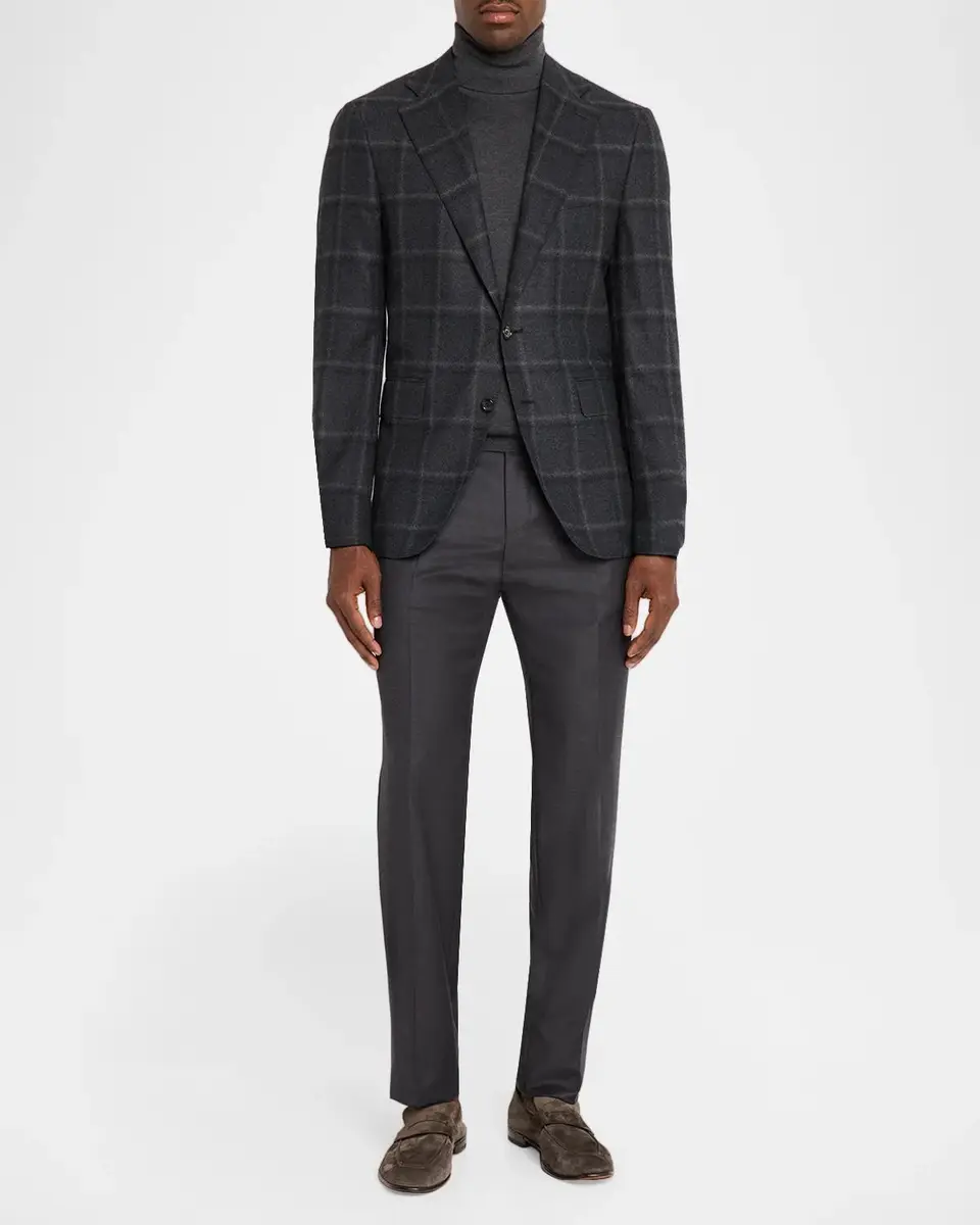 Canali Men's Ombre Windowpane Wool Two-Button Sport Coat | Thumbnail 2