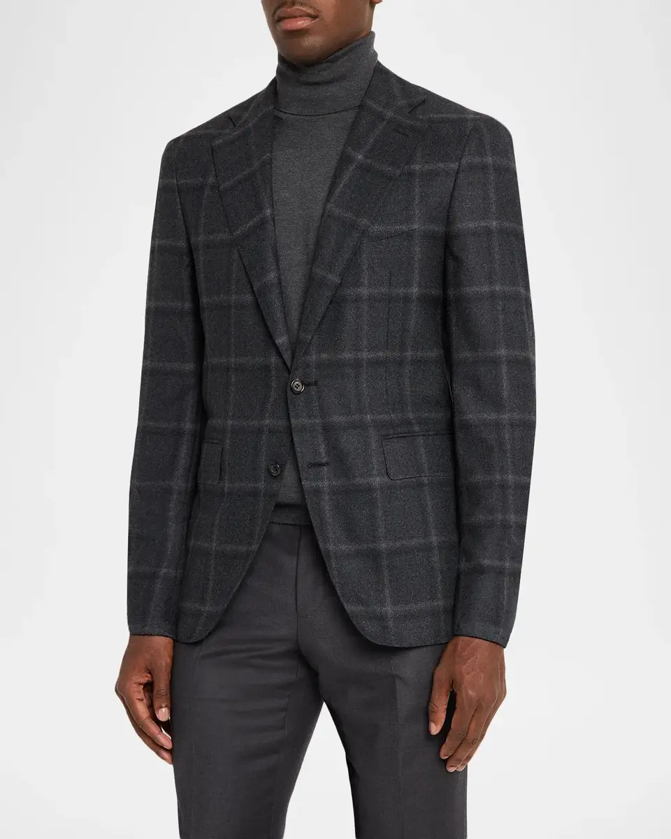 Canali Men's Ombre Windowpane Wool Two-Button Sport Coat | Thumbnail 4