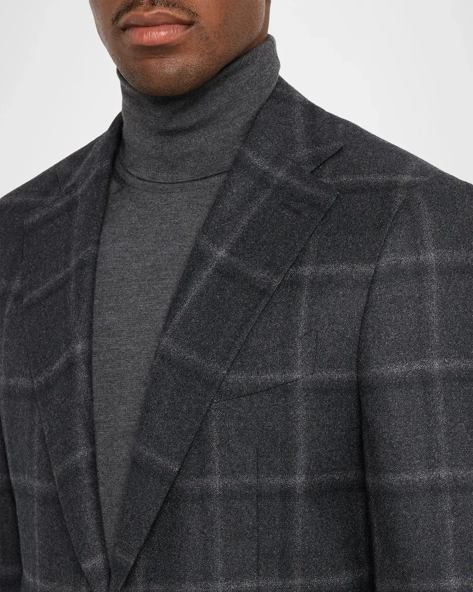Canali Men's Ombre Windowpane Wool Two-Button Sport Coat | Thumbnail 5