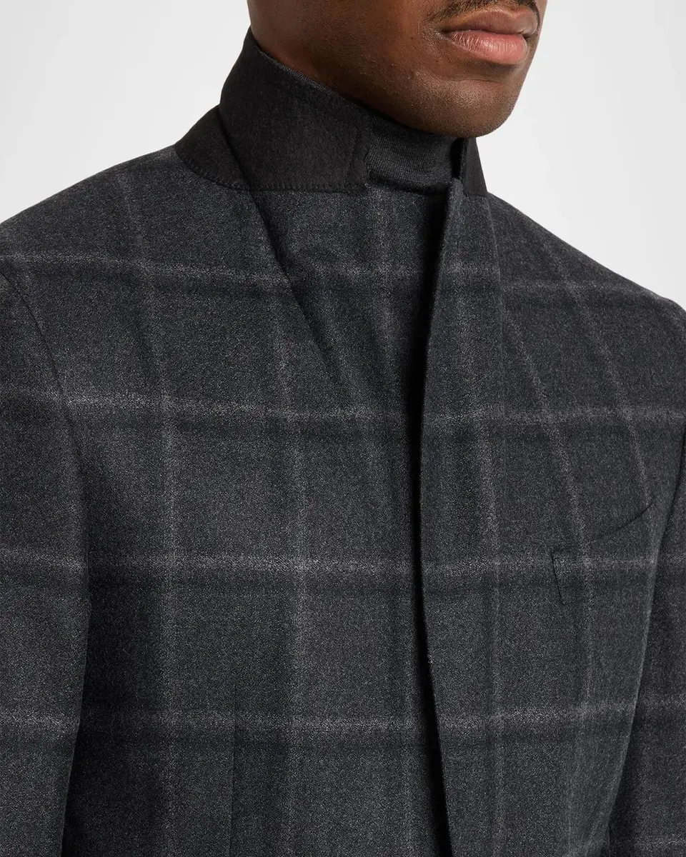 Canali Men's Ombre Windowpane Wool Two-Button Sport Coat | Thumbnail 7