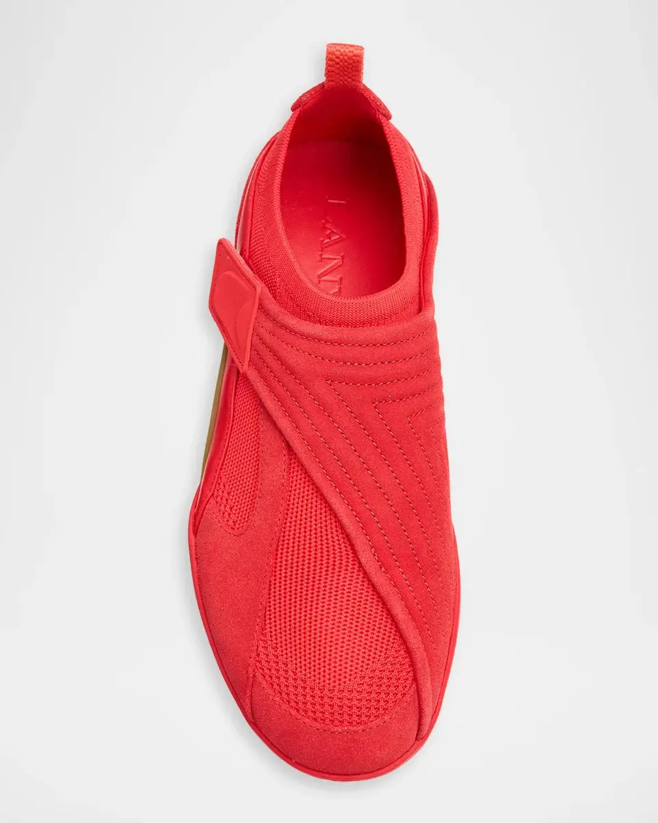 Lanvin Men's Mesh Knit and Leather Grip-Strap Sneakers | Thumbnail 3 Lanvin Men's Mesh Knit and Leather Grip-Strap Sneakers | Thumbnail 3