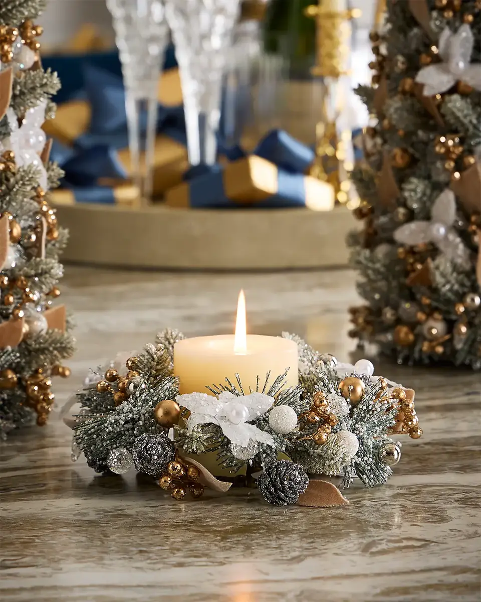 Winter Wonderland 4" Candle Ring Wreath