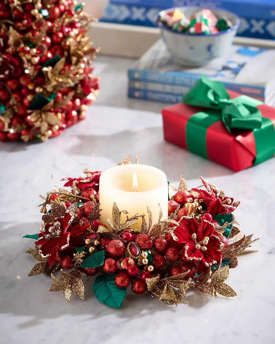 Salzburg Creations Shining Elegance 4" Candle Ring Wreath
