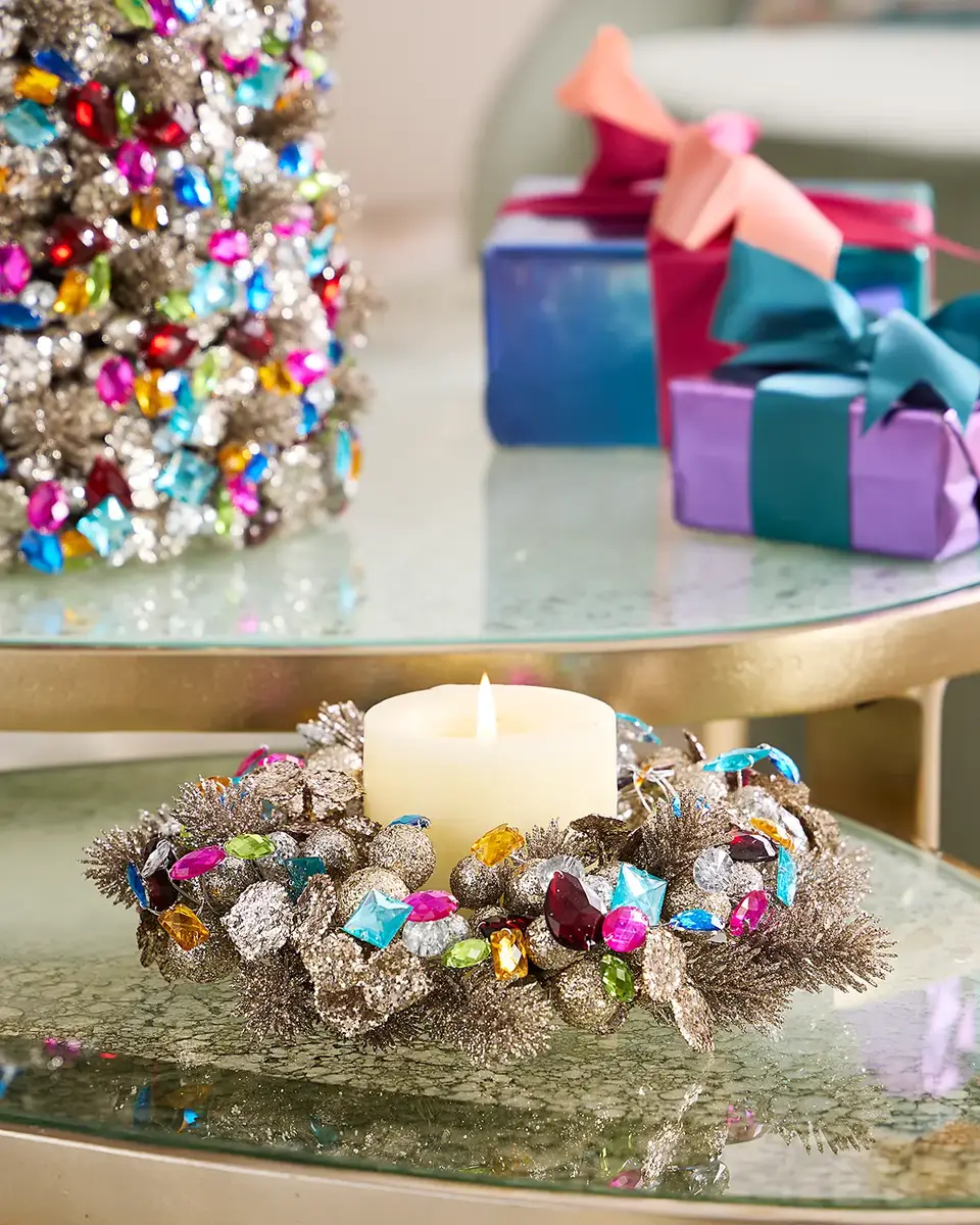 Bright Holiday 4" Candle Ring Wreath