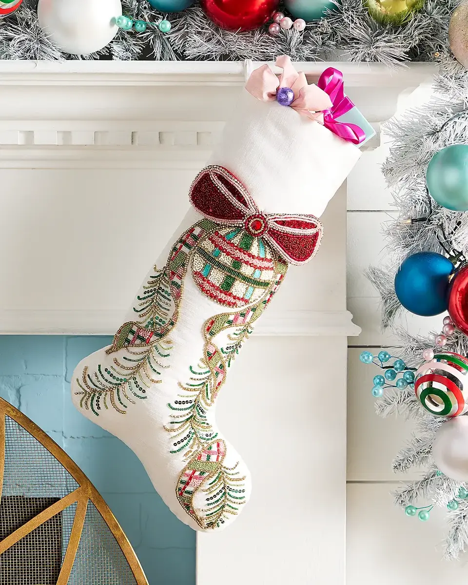 Tartan Tidings Bow & Bauble Stocking Tartan Tidings Bow & Bauble Stocking