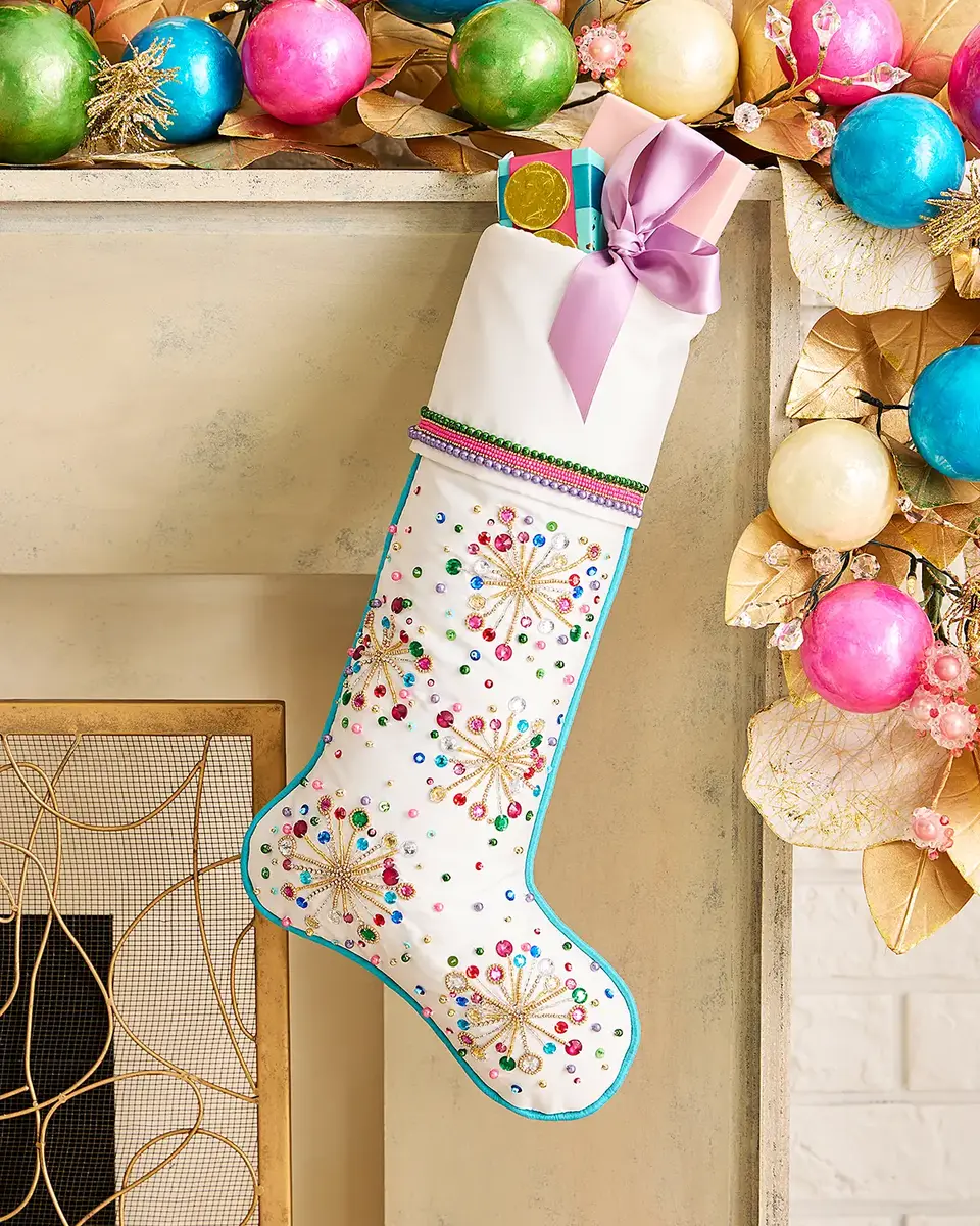 Holiday Pop Beaded Cuffed Christmas Stocking Holiday Pop Beaded Cuffed Christmas Stocking