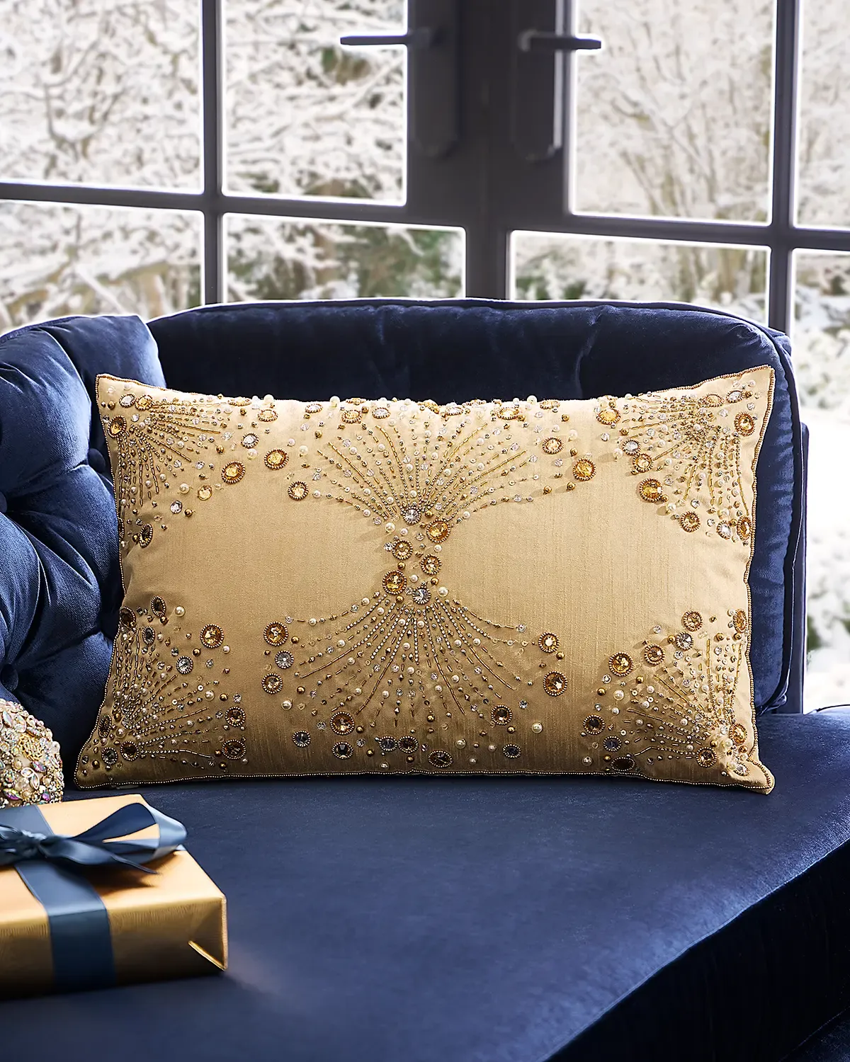 Kim Seybert Stardust Beaded Decorative Pillow, 14" x 22"
