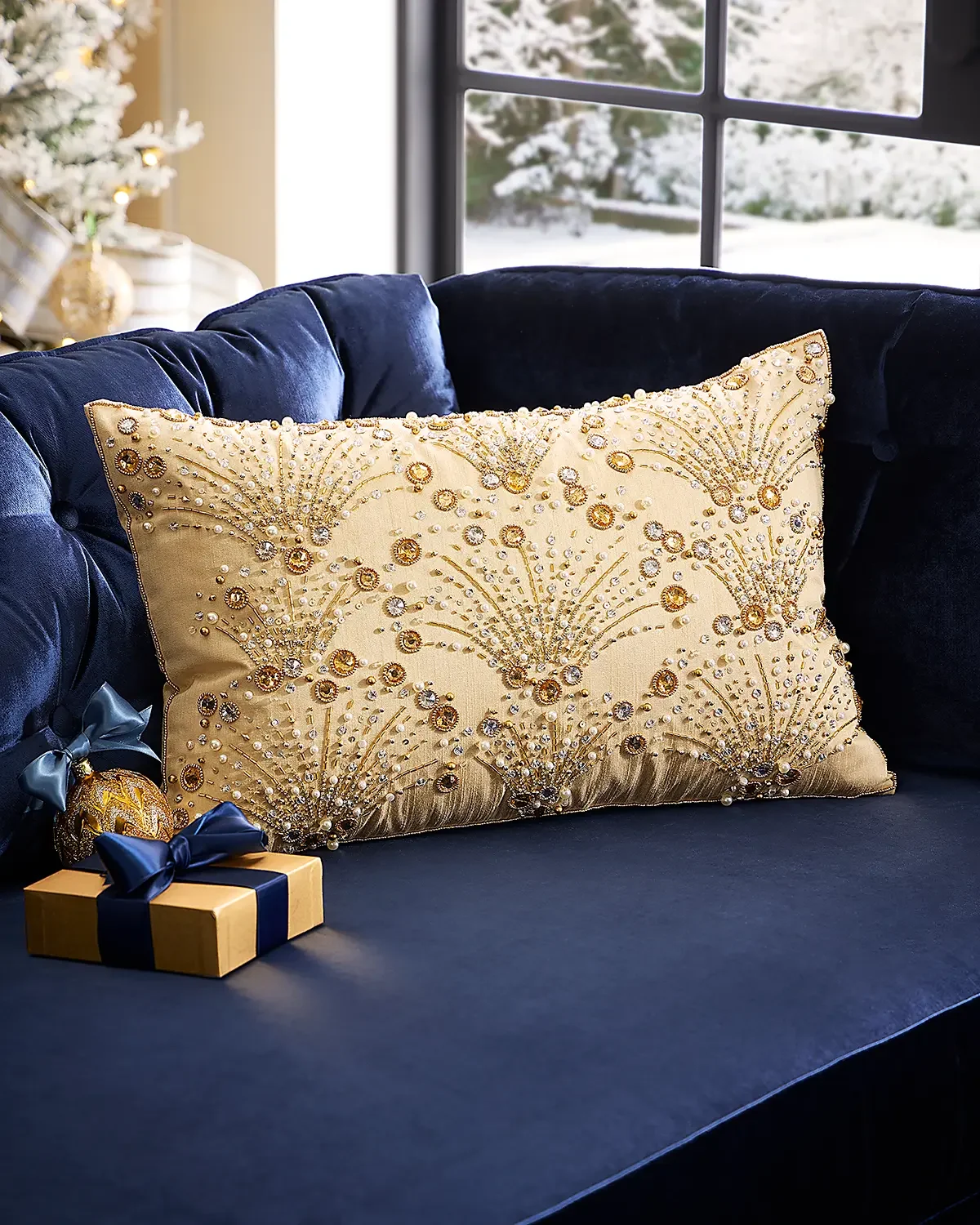 Kim Seybert Chandelier Beaded Decorative Pillow, 14" x 22"
