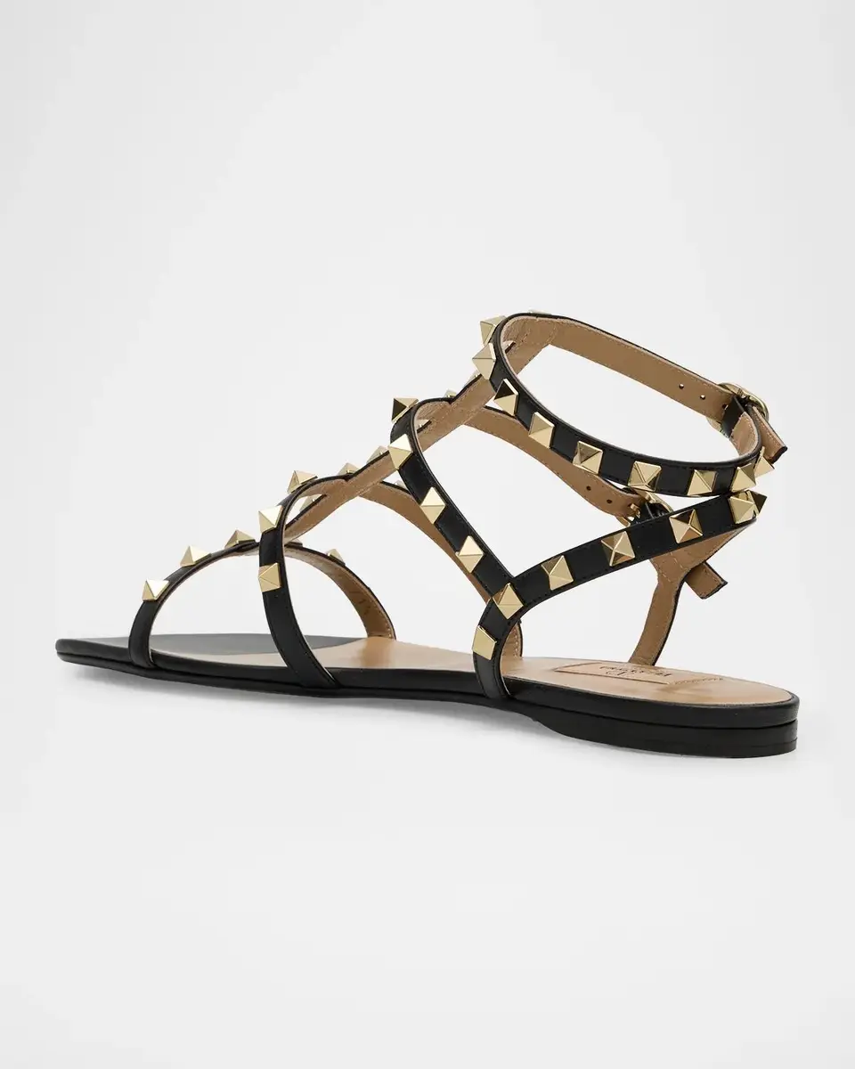 Valentino Garavani Rockstud Flat Leather Sandals | Thumbnail 4 Valentino Garavani Rockstud Flat Leather Sandals | Thumbnail 4