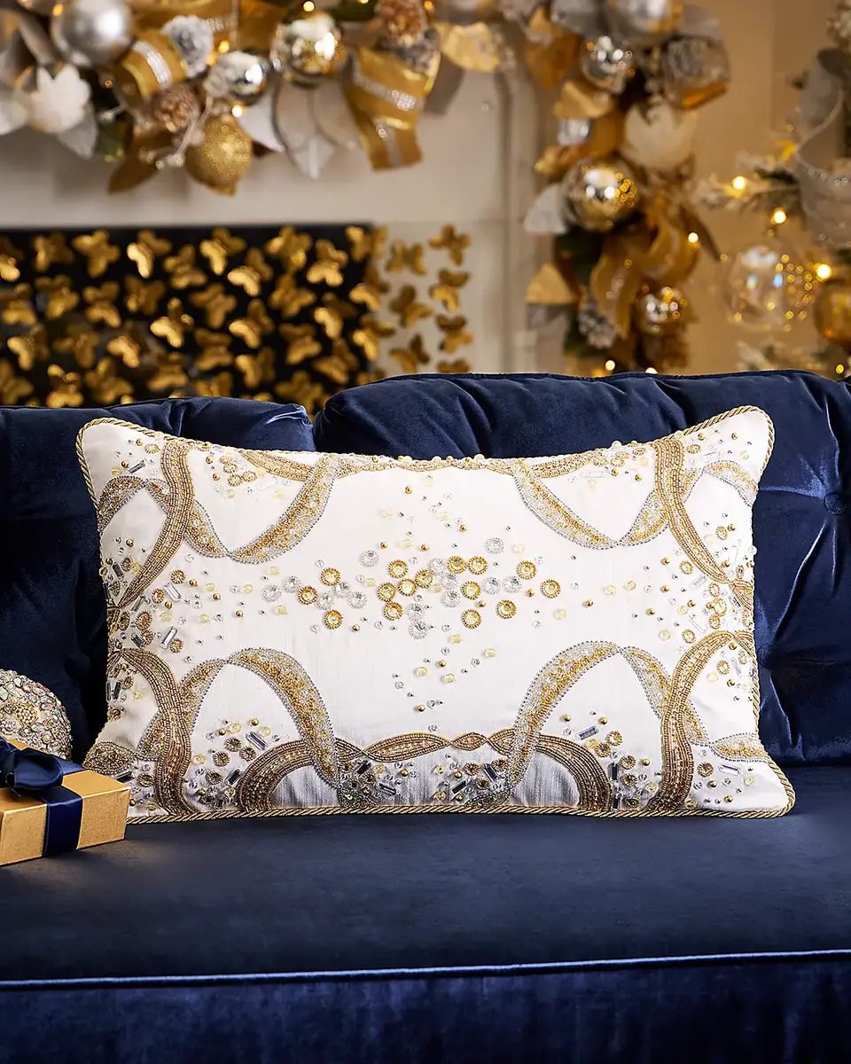 Kim Seybert Radiant Veil Beaded Decorative Pillow, 14" x 22"