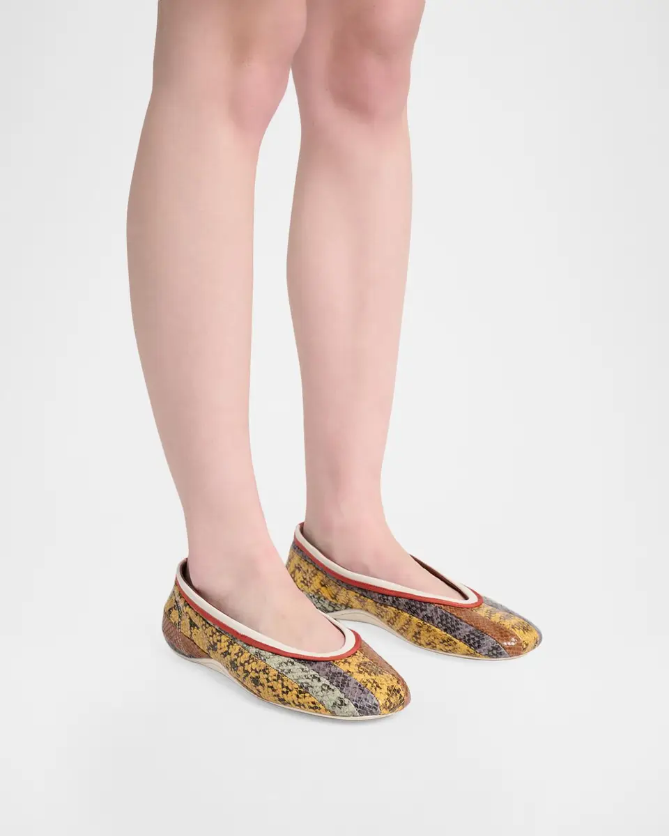 Dries Van Noten Snakeskin-Effect Leather Ballerina Flats | Thumbnail 2 Dries Van Noten Snakeskin-Effect Leather Ballerina Flats | Thumbnail 2