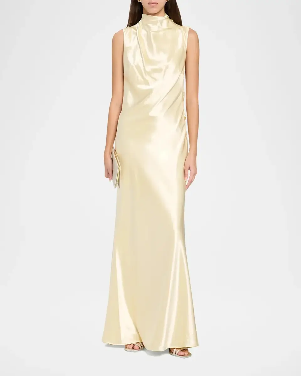 Et Ochs Willa Satin High Neck Gown | Thumbnail 2 Et Ochs Willa Satin High Neck Gown | Thumbnail 2
