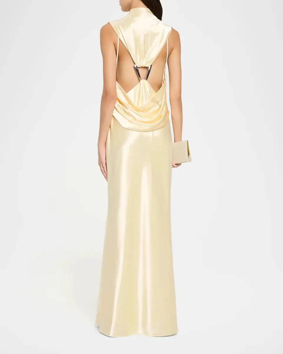 Et Ochs Willa Satin High Neck Gown | Thumbnail 3 Et Ochs Willa Satin High Neck Gown | Thumbnail 3