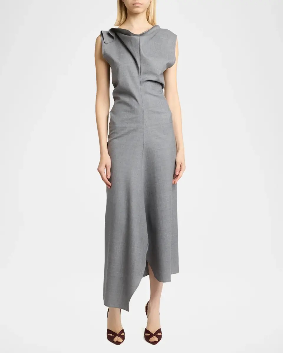 Victoria Beckham Draped Virgin Wool Midi Dress | Thumbnail 2