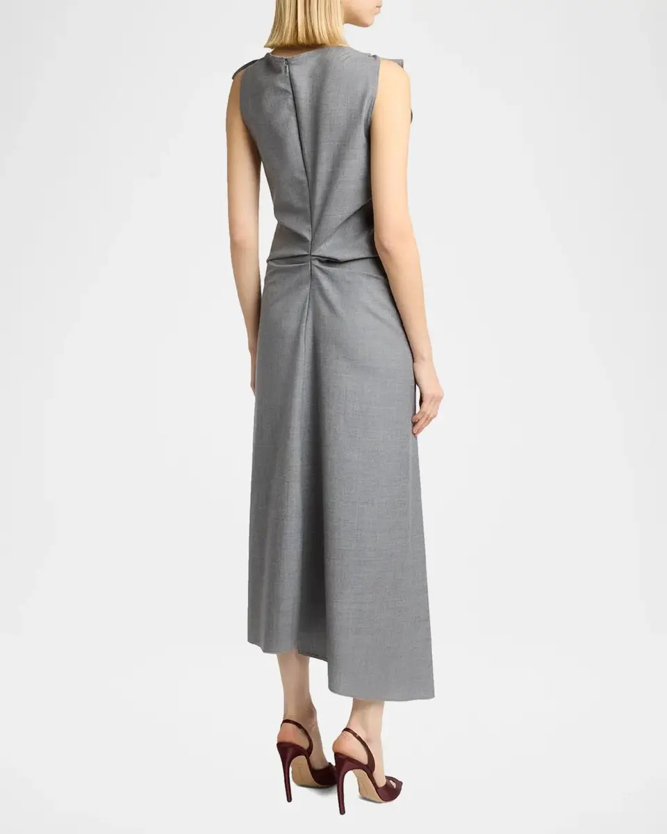 Victoria Beckham Draped Virgin Wool Midi Dress | Thumbnail 3