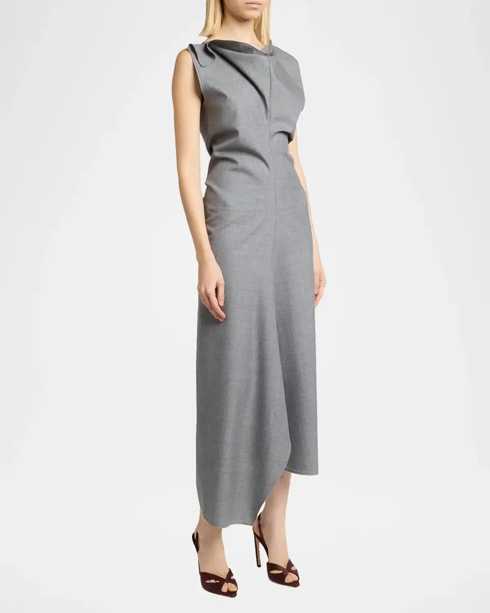 Victoria Beckham Draped Virgin Wool Midi Dress | Thumbnail 4
