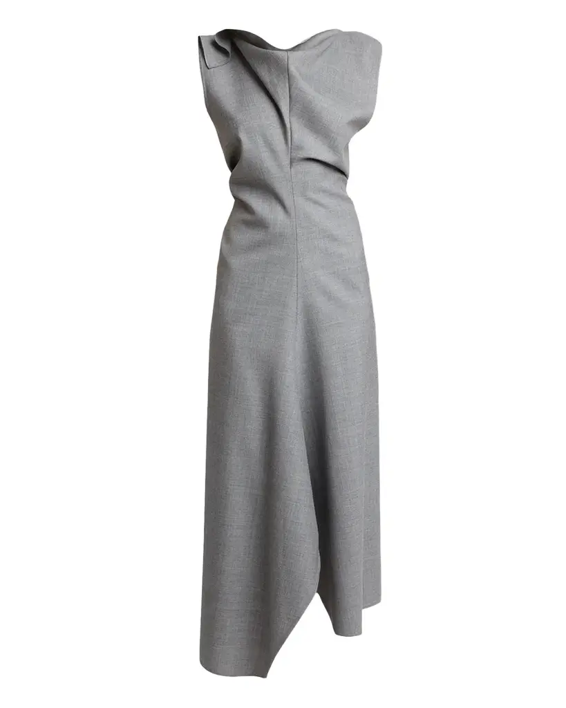 Victoria Beckham Draped Virgin Wool Midi Dress