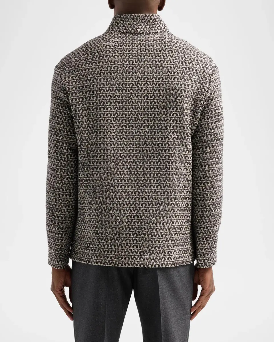 Emporio Armani Men's Wool Geo Tweed Effect Cardigan Jacket | Thumbnail 3