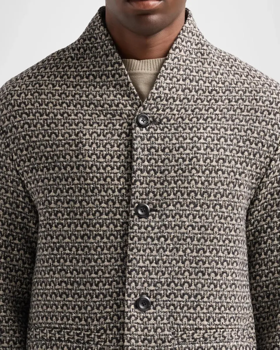 Emporio Armani Men's Wool Geo Tweed Effect Cardigan Jacket | Thumbnail 5