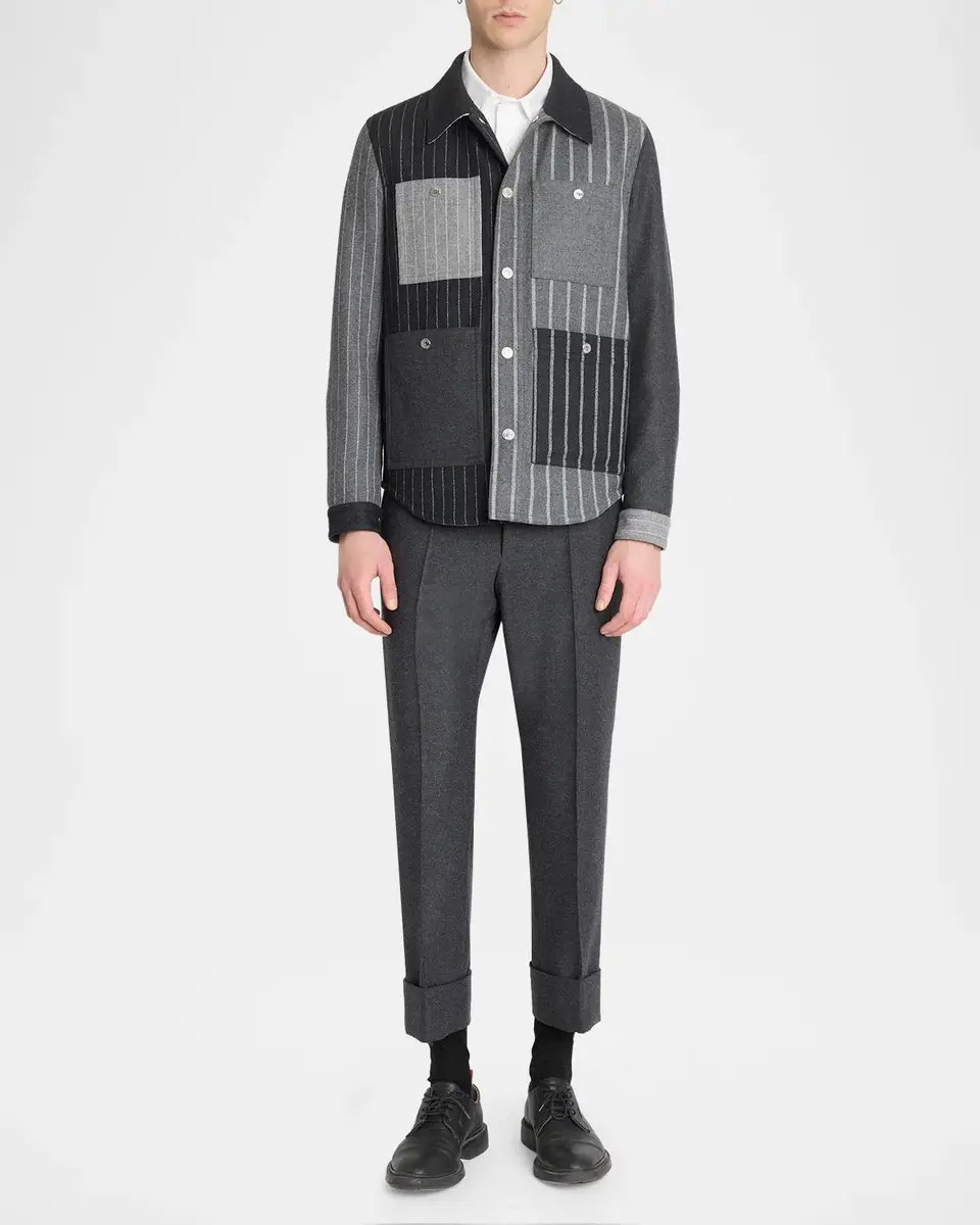 Thom Browne Men's Funmix Utility Patch-Pocket Shirt Jacket | Thumbnail 2 Thom Browne Men's Funmix Utility Patch-Pocket Shirt Jacket | Thumbnail 2