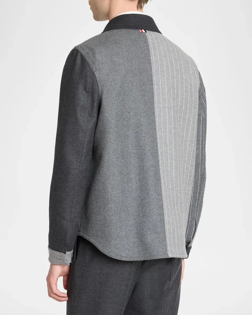 Thom Browne Men's Funmix Utility Patch-Pocket Shirt Jacket | Thumbnail 3 Thom Browne Men's Funmix Utility Patch-Pocket Shirt Jacket | Thumbnail 3
