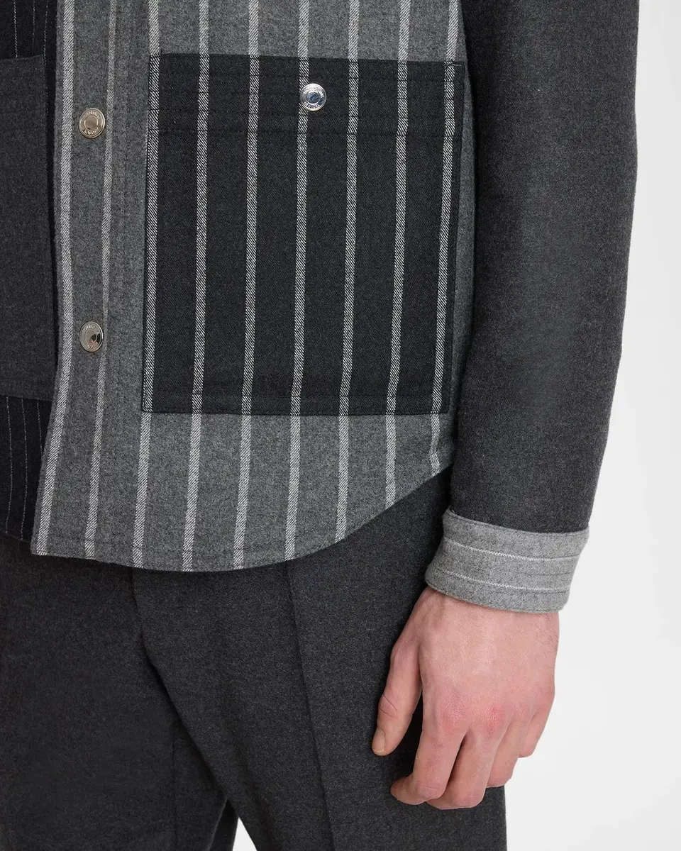 Thom Browne Men's Funmix Utility Patch-Pocket Shirt Jacket | Thumbnail 5 Thom Browne Men's Funmix Utility Patch-Pocket Shirt Jacket | Thumbnail 5
