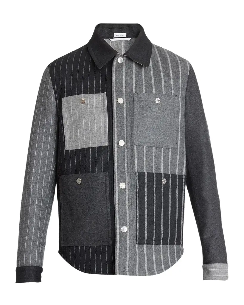Thom Browne Men's Funmix Utility Patch-Pocket Shirt Jacket