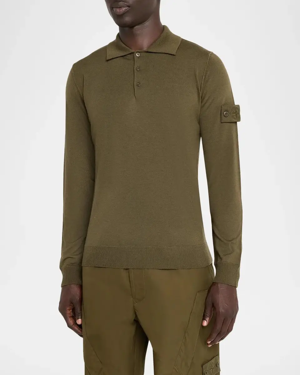 Stone Island Men's Wool Polo Sweater | Thumbnail 4 Stone Island Men's Wool Polo Sweater | Thumbnail 4