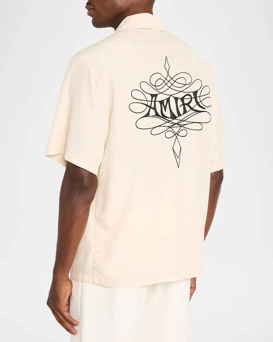 AMIRI Men's Lasso Logo-Embroidered Camp Shirt | Thumbnail 3 AMIRI Men's Lasso Logo-Embroidered Camp Shirt | Thumbnail 3