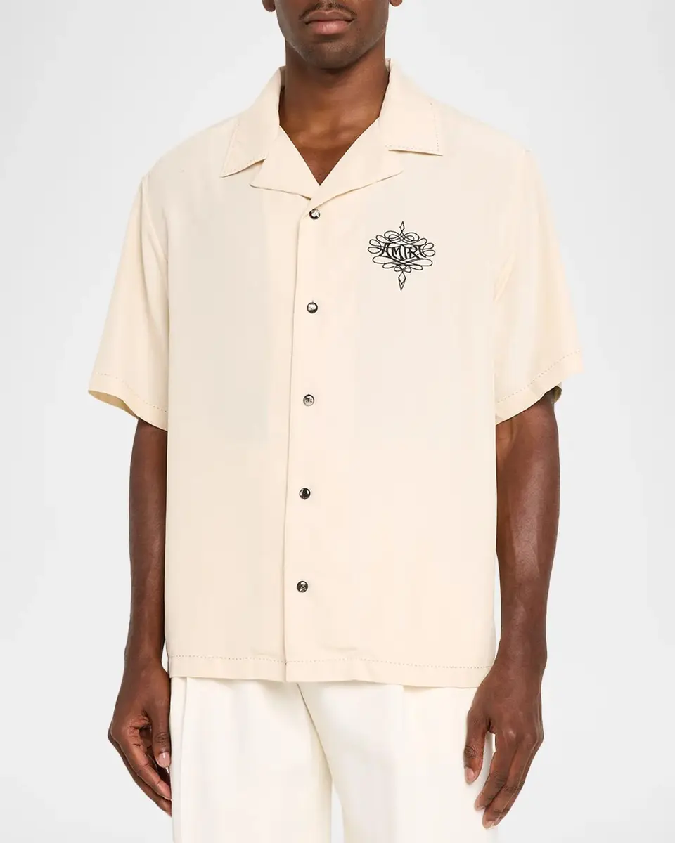 AMIRI Men's Lasso Logo-Embroidered Camp Shirt | Thumbnail 4 AMIRI Men's Lasso Logo-Embroidered Camp Shirt | Thumbnail 4