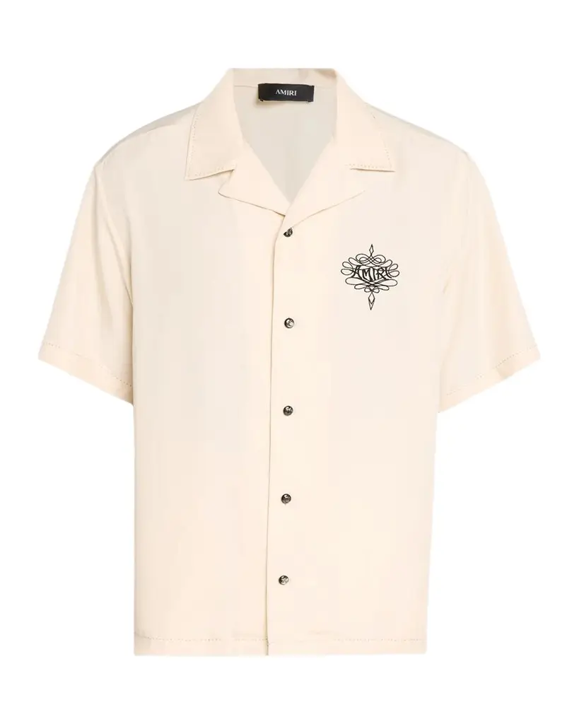 AMIRI Men's Lasso Logo-Embroidered Camp Shirt
