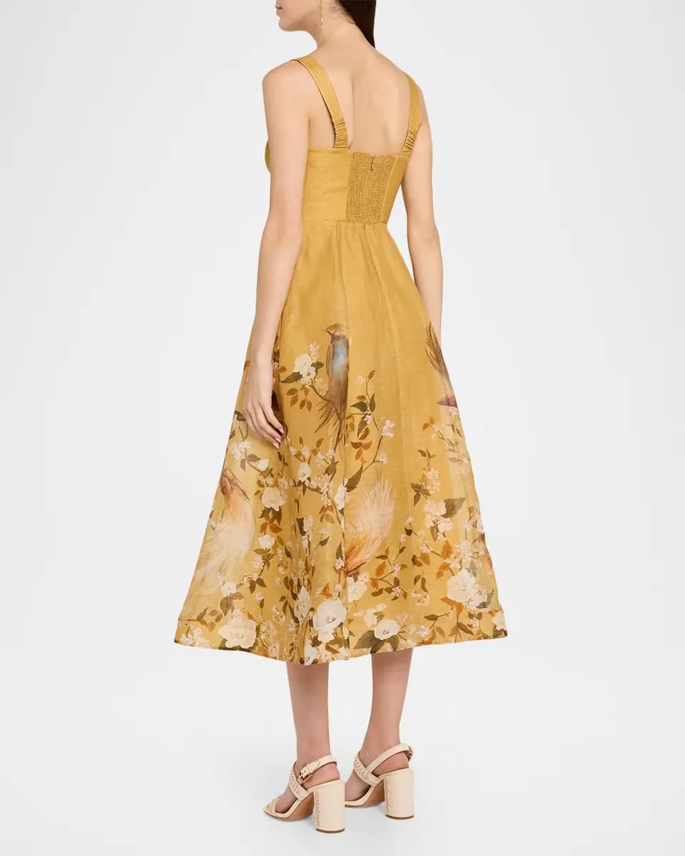 Zimmermann Momentum Printed Linen Corded Midi Dress | Thumbnail 3