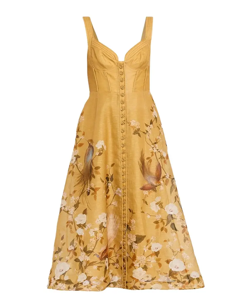 Momentum Printed Linen Corded Midi Dress Momentum Printed Linen Corded Midi Dress