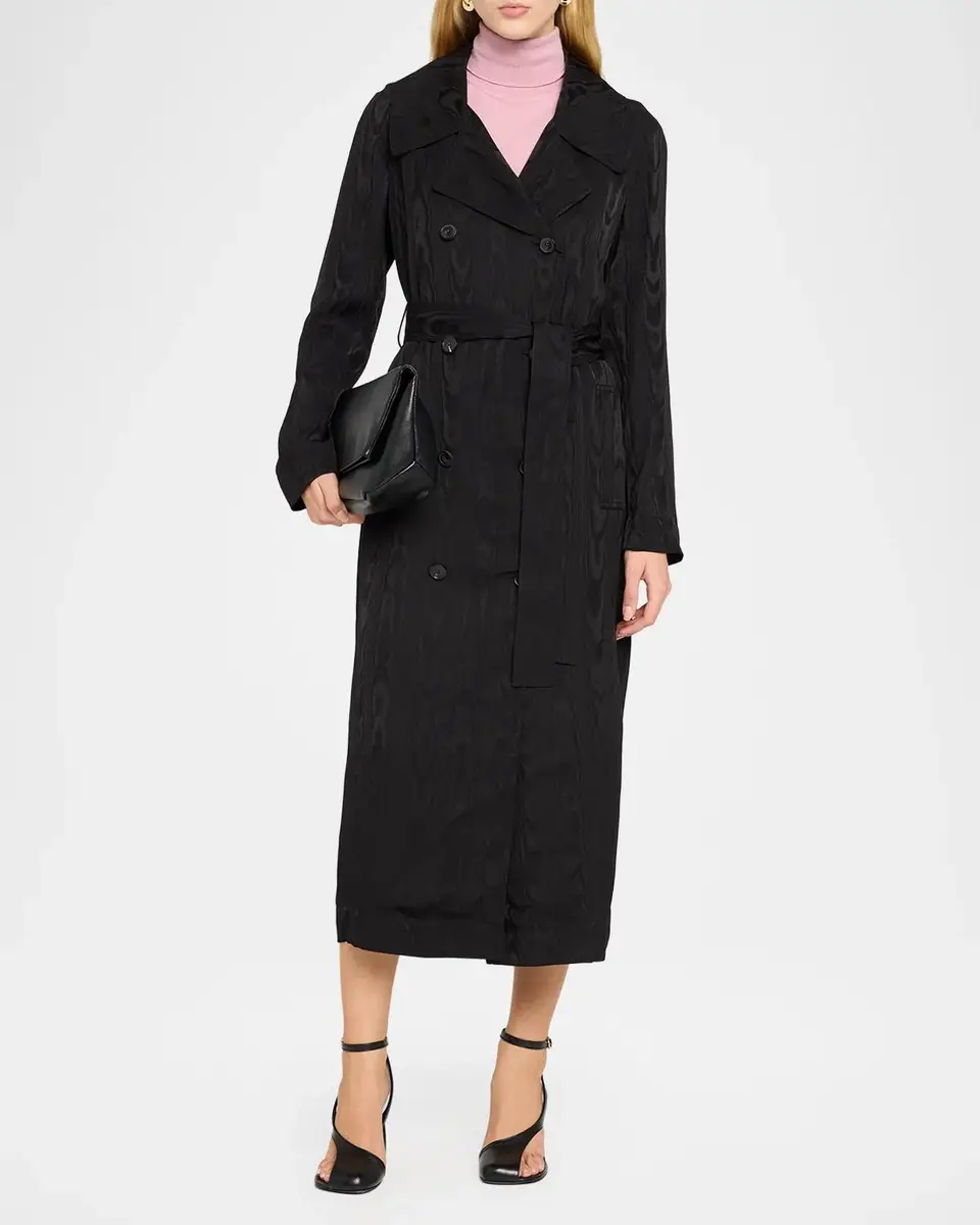 Dries Van Noten Rolana Double-Breasted Moire Satin Belted Trench Coat | Thumbnail 2 Dries Van Noten Rolana Double-Breasted Moire Satin Belted Trench Coat | Thumbnail 2
