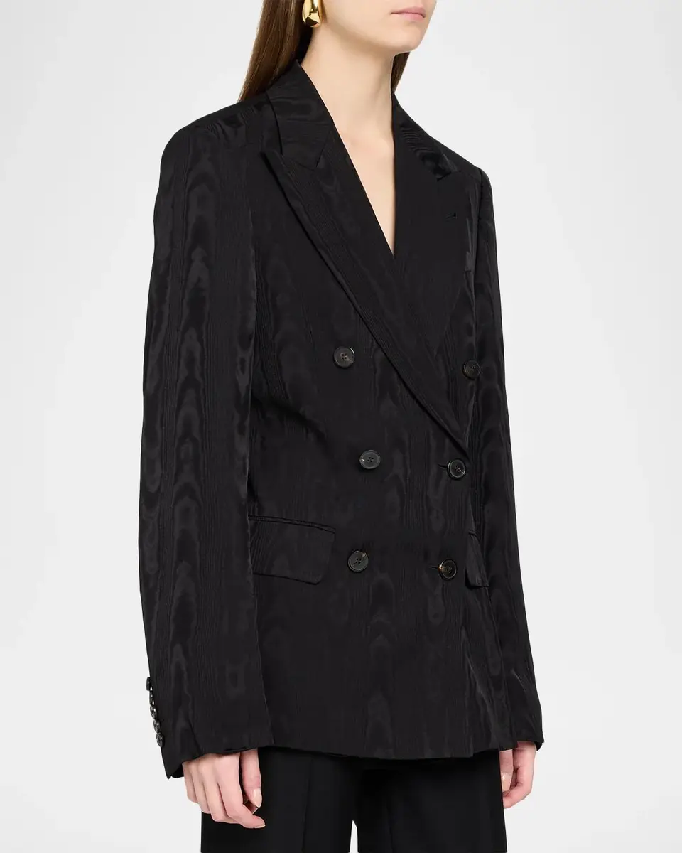 Dries Van Noten Barrysta Double-Breasted Moiré Fitted Jacket | Thumbnail 4 Dries Van Noten Barrysta Double-Breasted Moiré Fitted Jacket | Thumbnail 4