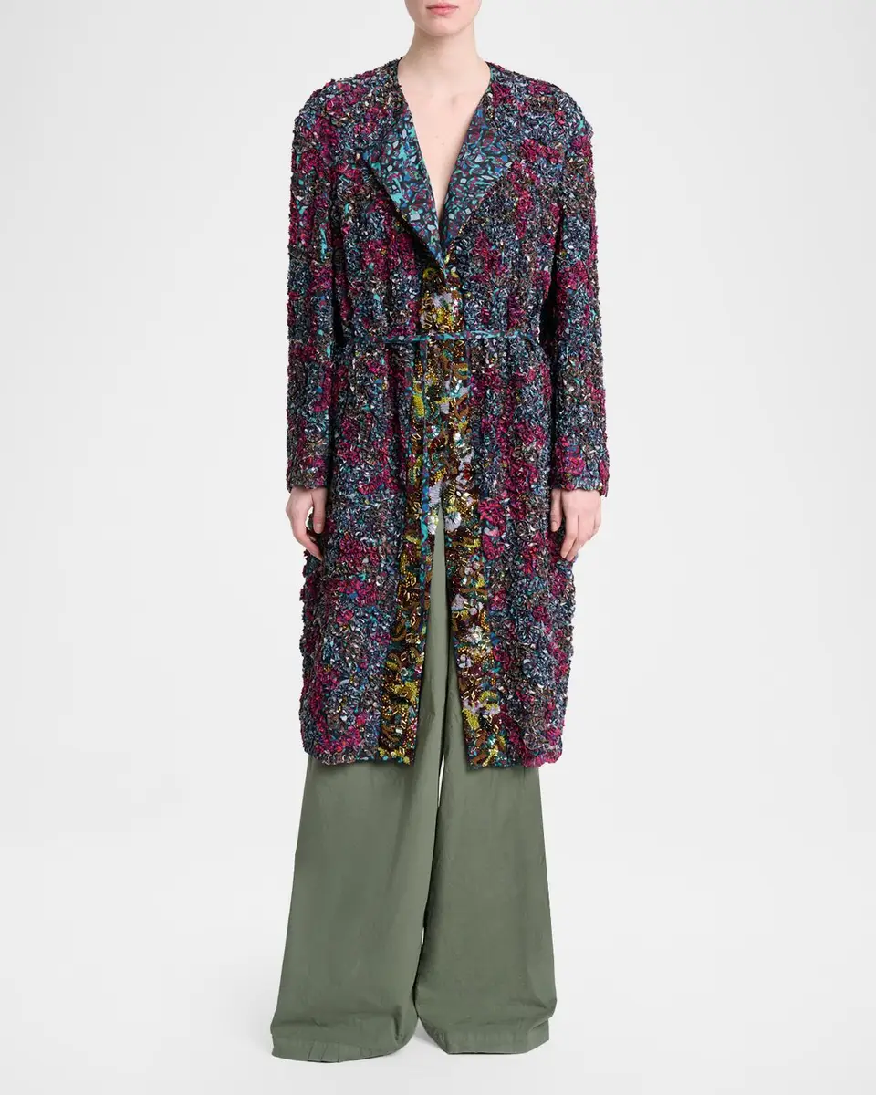 Dries Van Noten Rivkam Embroidered Single-Breasted Long Coat | Thumbnail 2